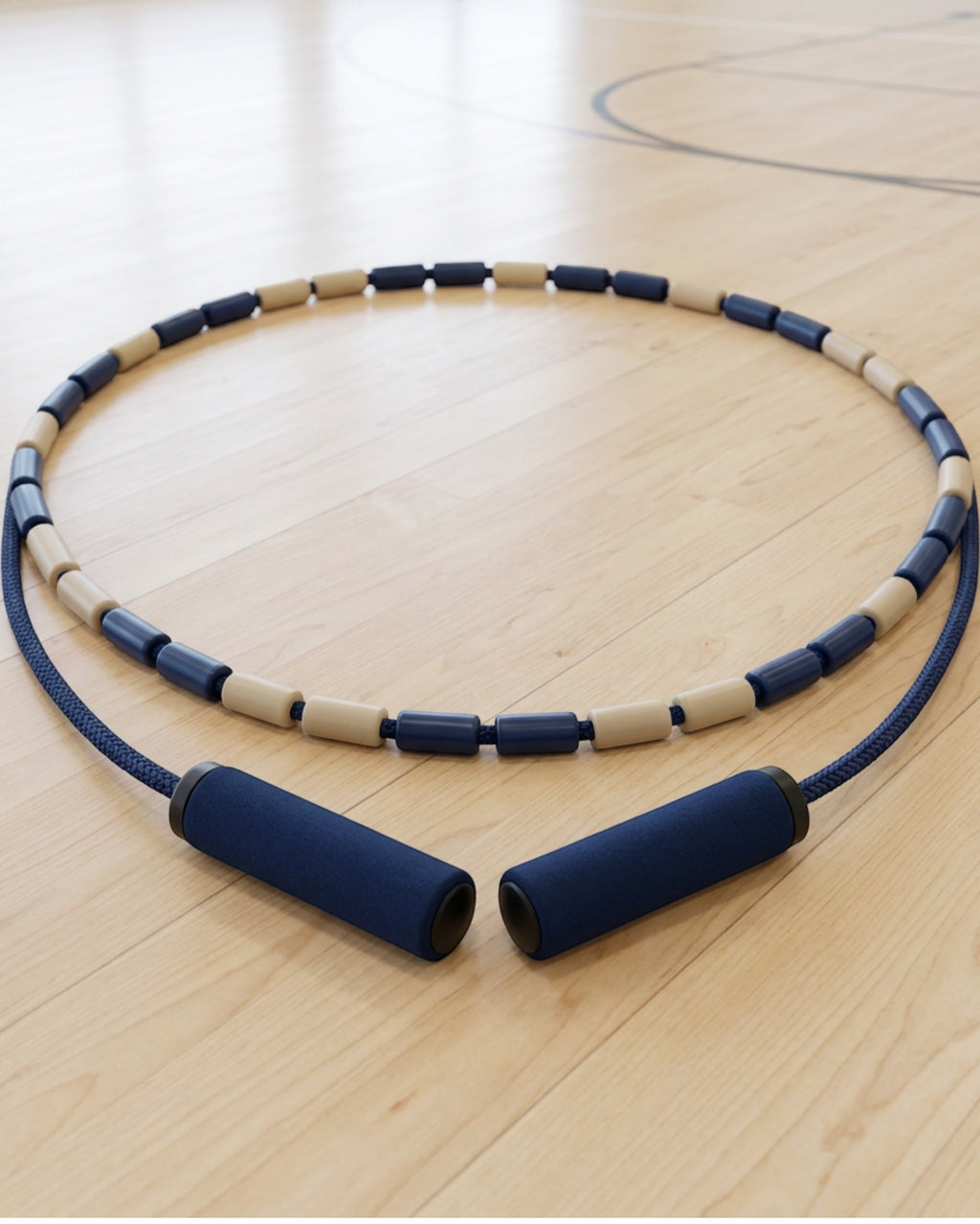 Kempo 52 Bead Segmented Jump Rope 2.8 m Navy Sand - Lifestyle view