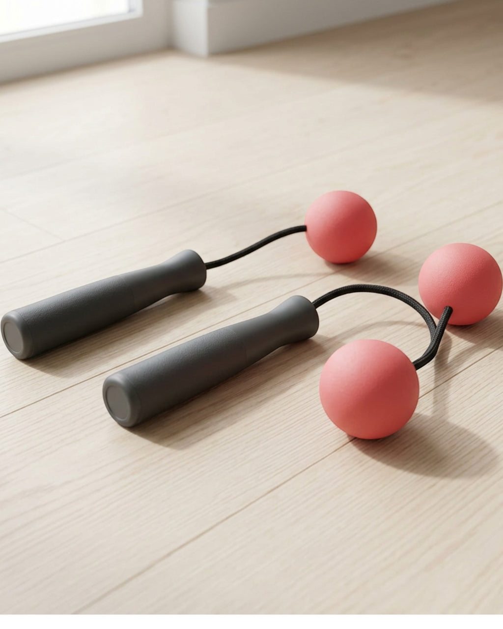 Kempo Cordless Weighted Ball Jump Rope 180 g Charcoal Coral - Lifestyle view